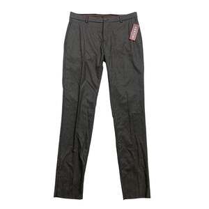 Bertini Pants Mens 34 Charcoal Gray Slim Fit Stretch Nylon Blend Check Dress